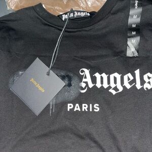 Palm Angels Black Short Sleeve Tee with Gothic Logo
